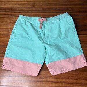 Forever 21‎ Men's XL Swim Trunks Shorts Mint Green Pink Color Block NWT